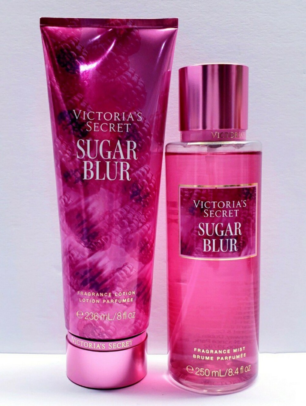 Victoria's Secret SUGAR BLUR Fragrance Lotion and Fragrance Mist, 8 fl oz -2 pcs